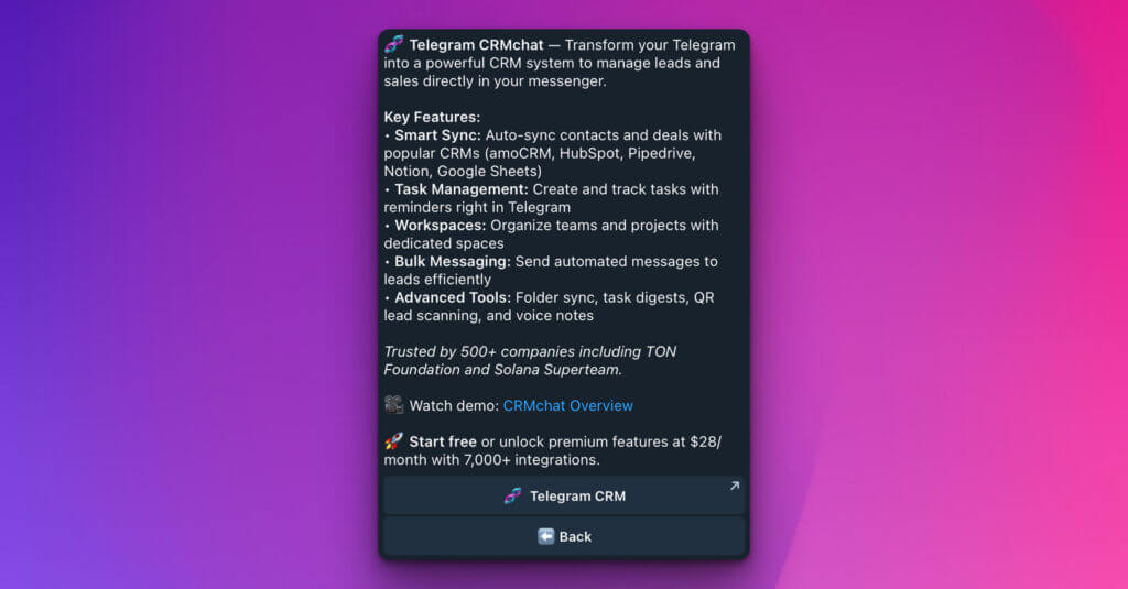 Telegram CRMchat â image 1
